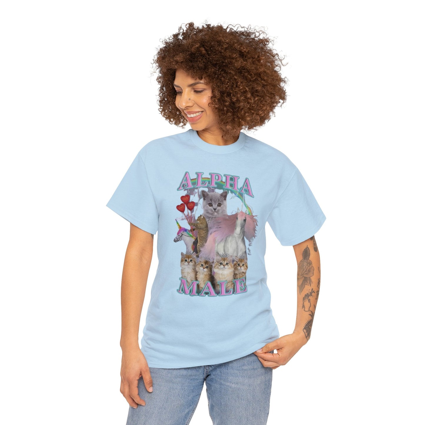Alpha Male Shirt with Cats and Unicorns – Funny Meme T-Shirt for Humor Fans