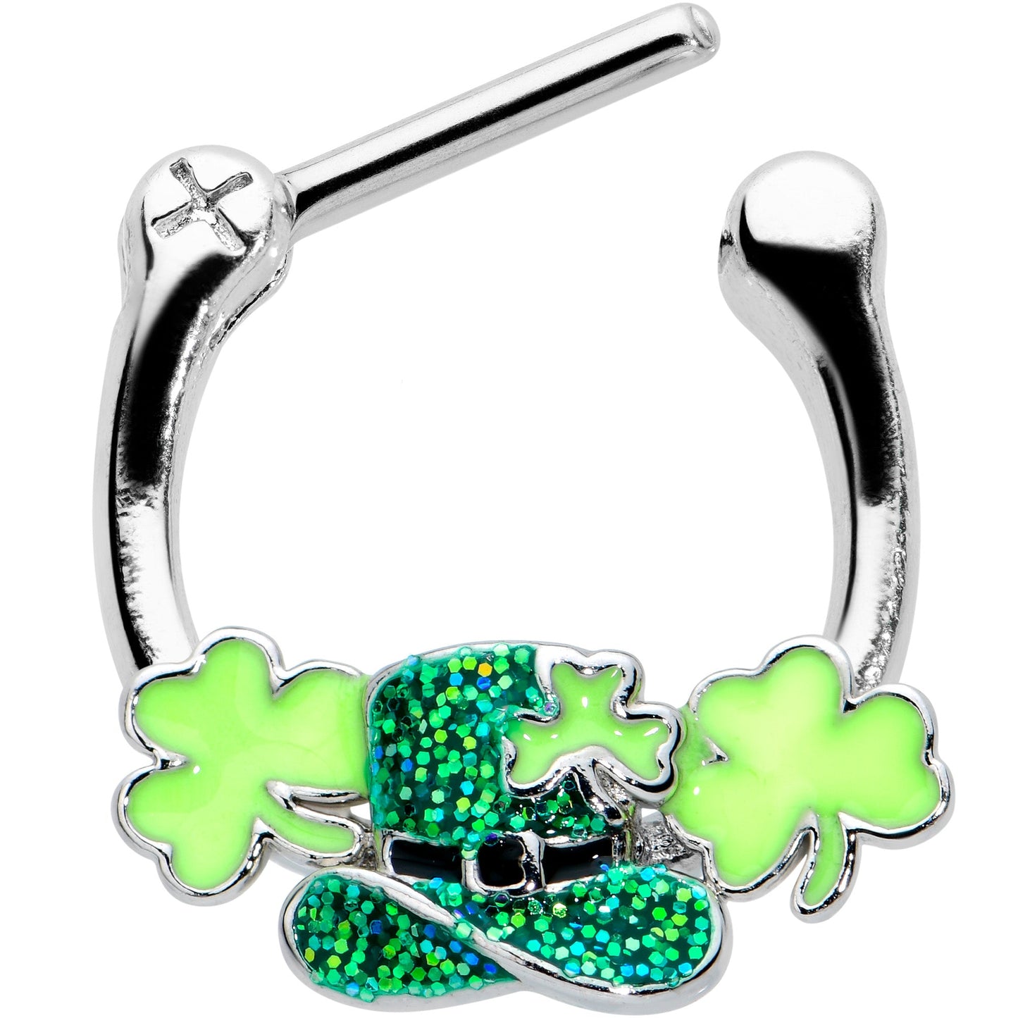 16G 5/16 Glitter Top Hat Shamrock St Patricks Cartilage Clicker
