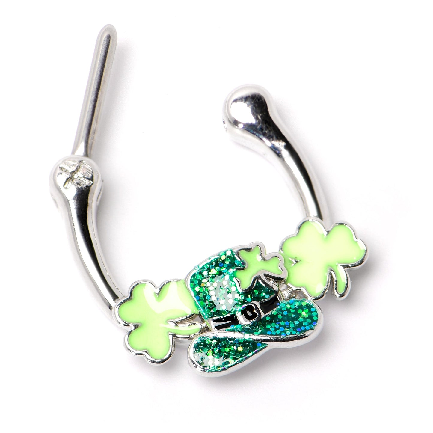 16G 5/16 Glitter Top Hat Shamrock St Patricks Cartilage Clicker