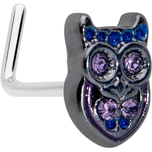 20G 7mm Purple Gem Opulent Owl L Shape Nose Ring