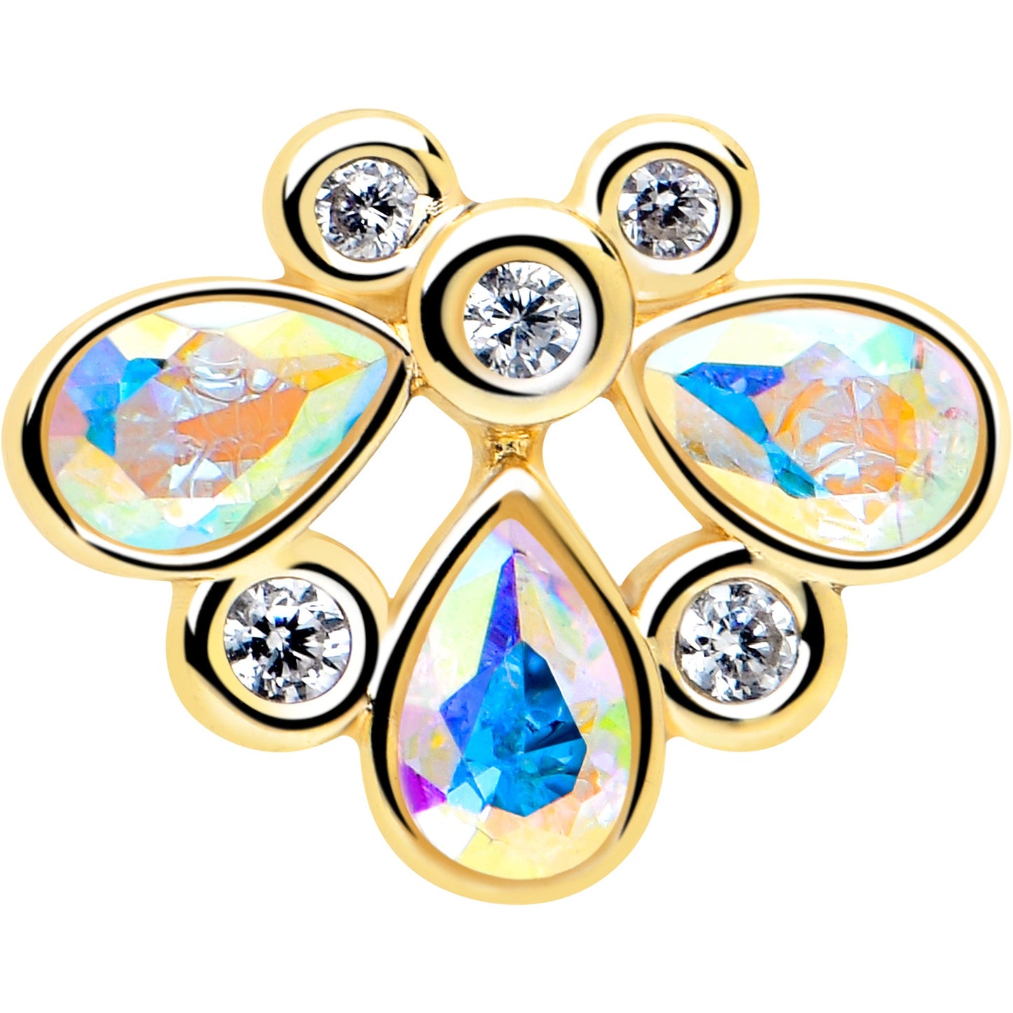 16G 1/4 Aurora Gem Golden Crown Deluxe Labret