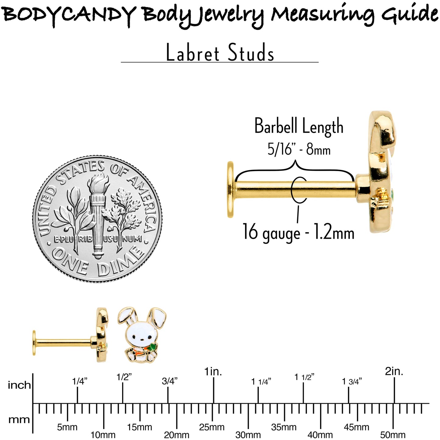 16G 1/4 Gold Hue Cutie Easter Bunny Dangle Cartilage Tragus Earring