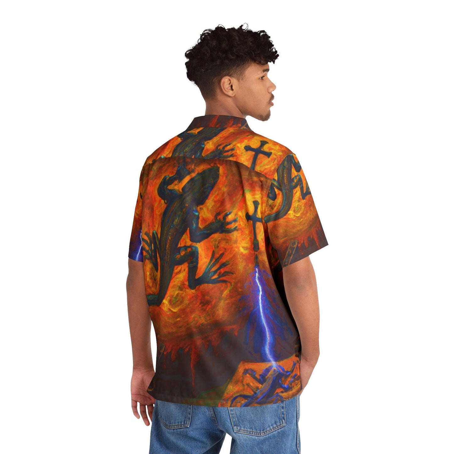 Electrified Lizard Cross Men's Hawaiian Shirt - Lizard Vigilante