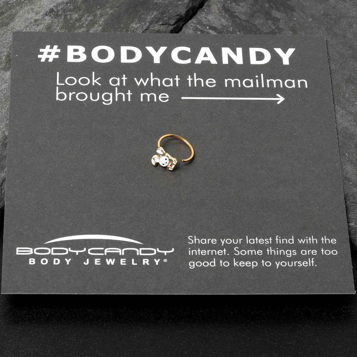 20G 5/16 Gold Tone Cutie Easter Bunny Nose Hoop