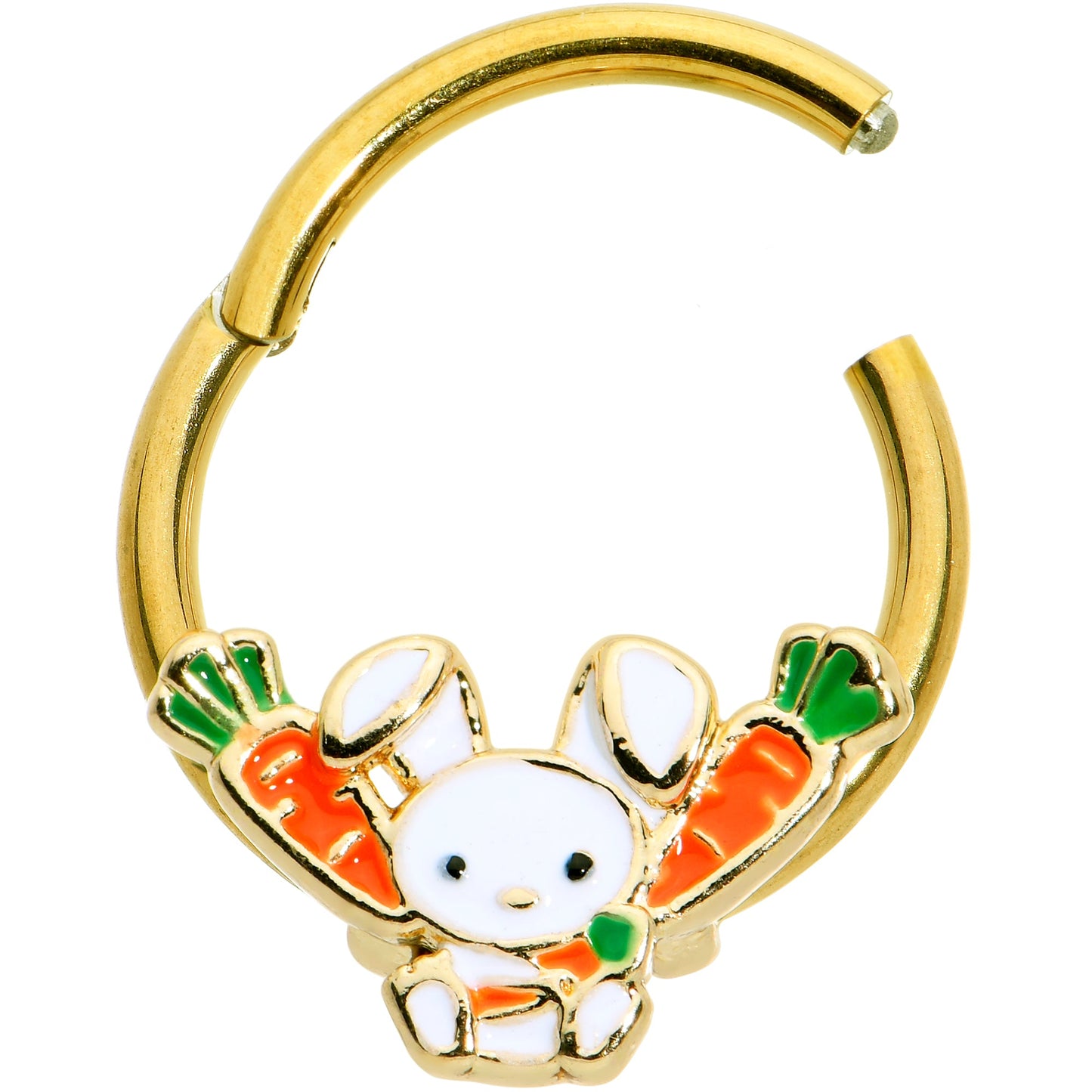 16G 3/8 Gold Tone Cutie Easter Bunny Hinged Segment Ring