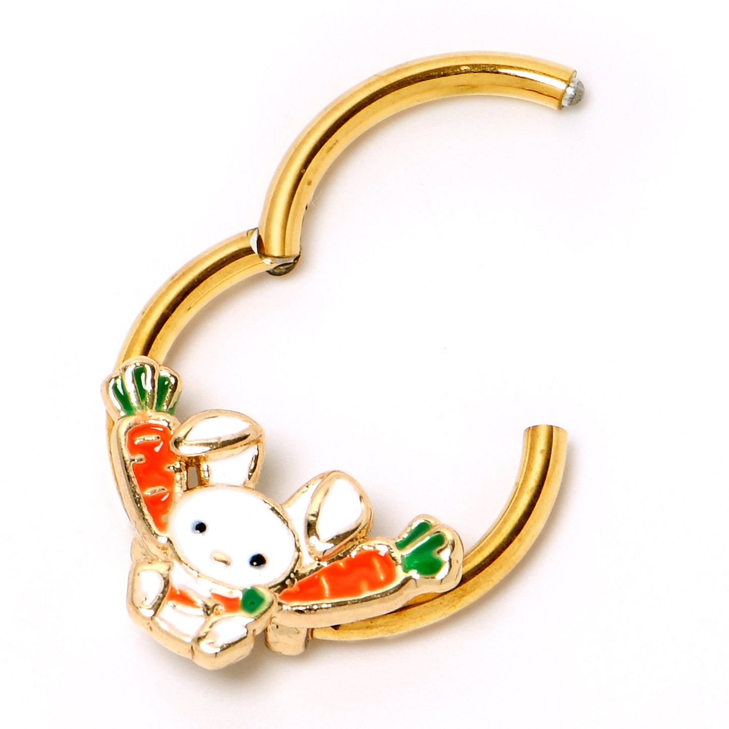 16G 3/8 Gold Tone Cutie Easter Bunny Hinged Segment Ring