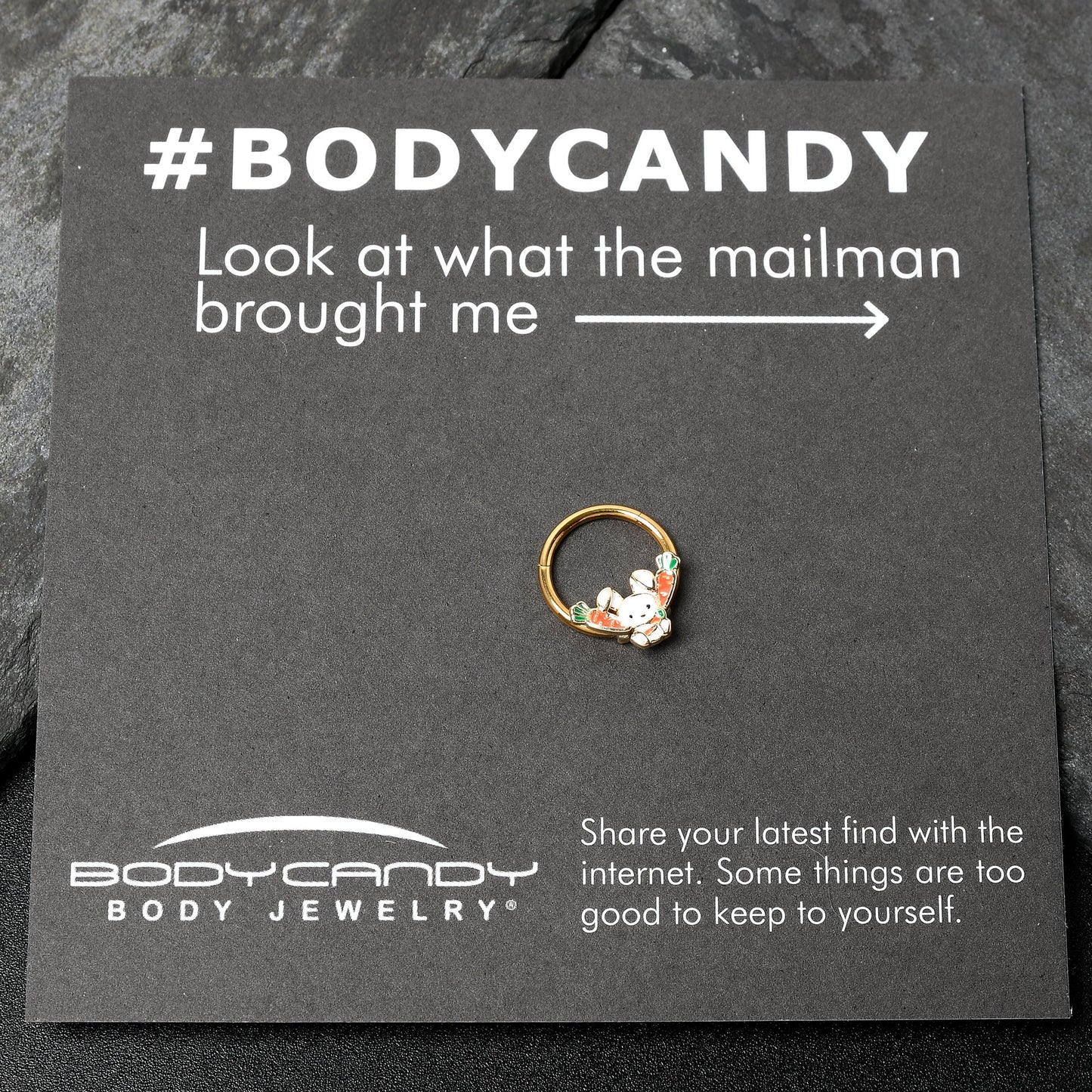 16G 3/8 Gold Tone Cutie Easter Bunny Hinged Segment Ring