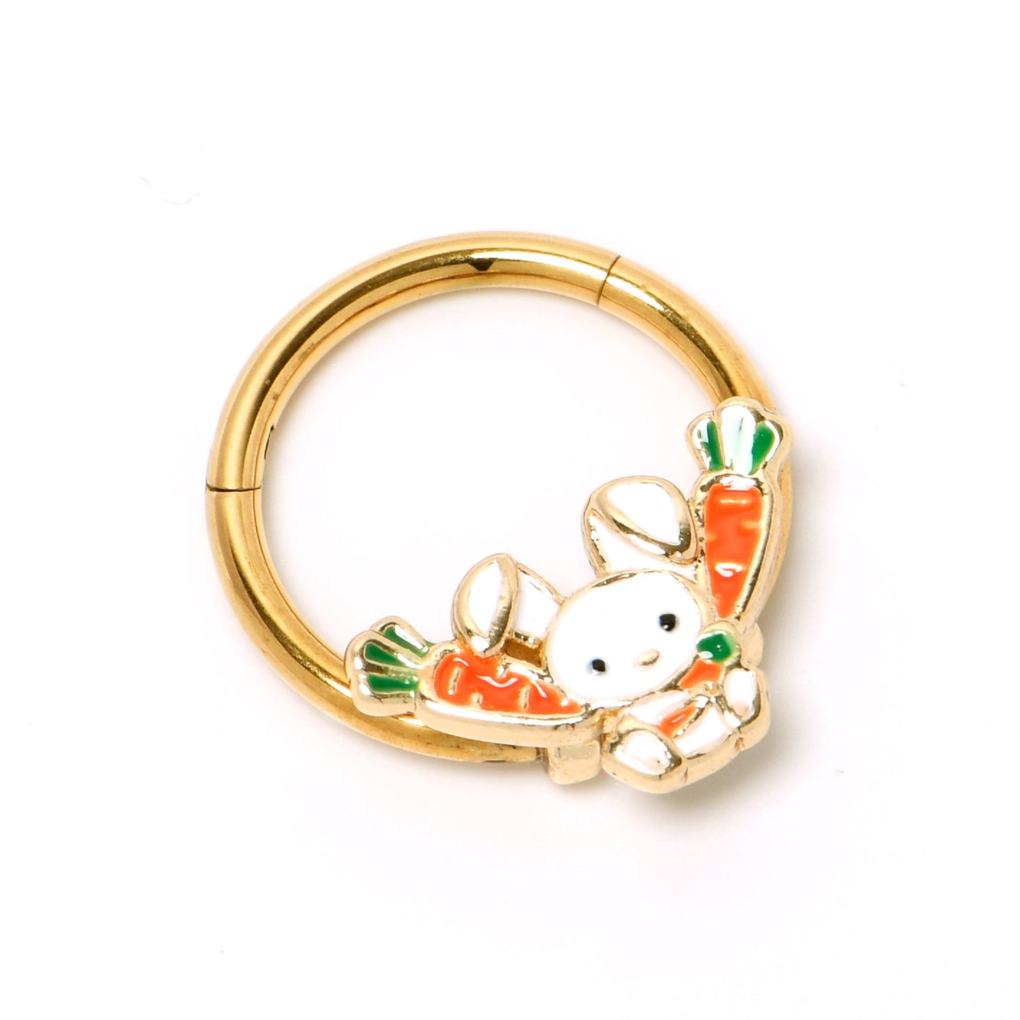 16G 3/8 Gold Tone Cutie Easter Bunny Hinged Segment Ring