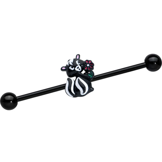 14G Black Funky Skunk Industrial Barbell 38mm