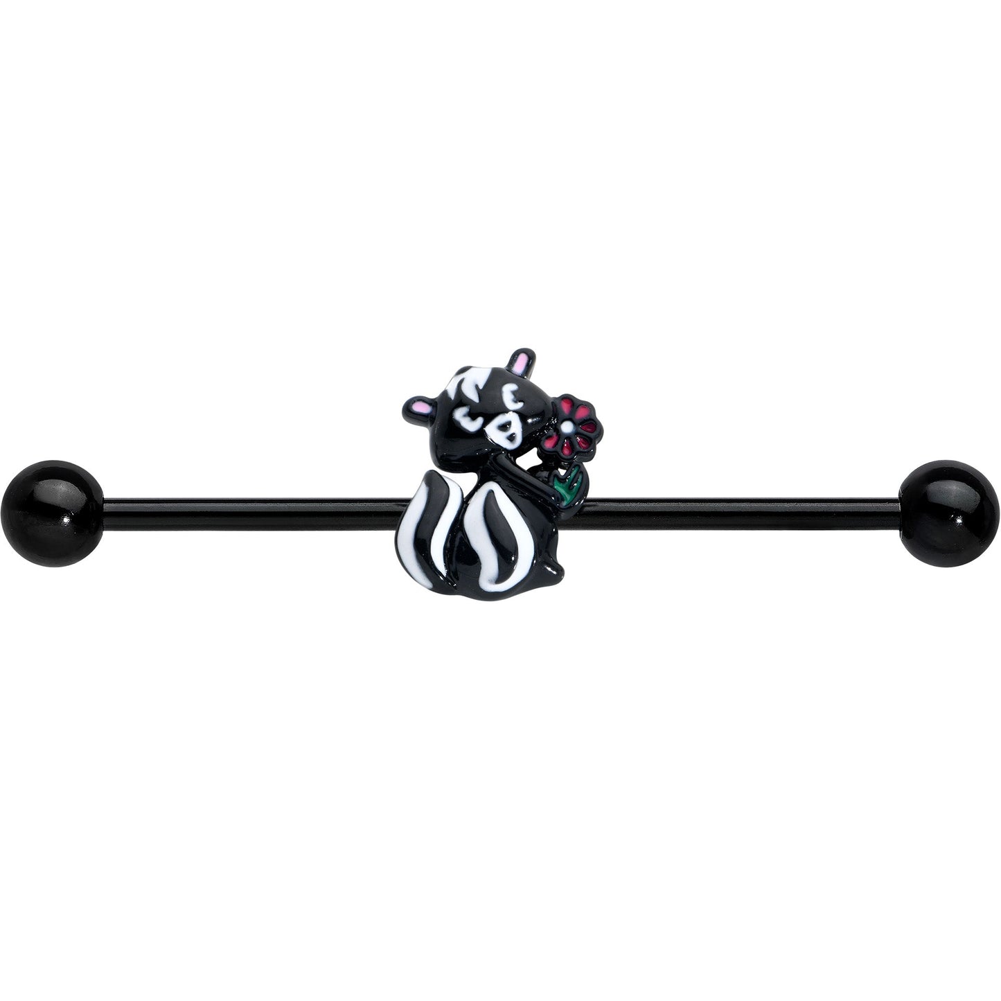 14G Black Funky Skunk Industrial Barbell 38mm