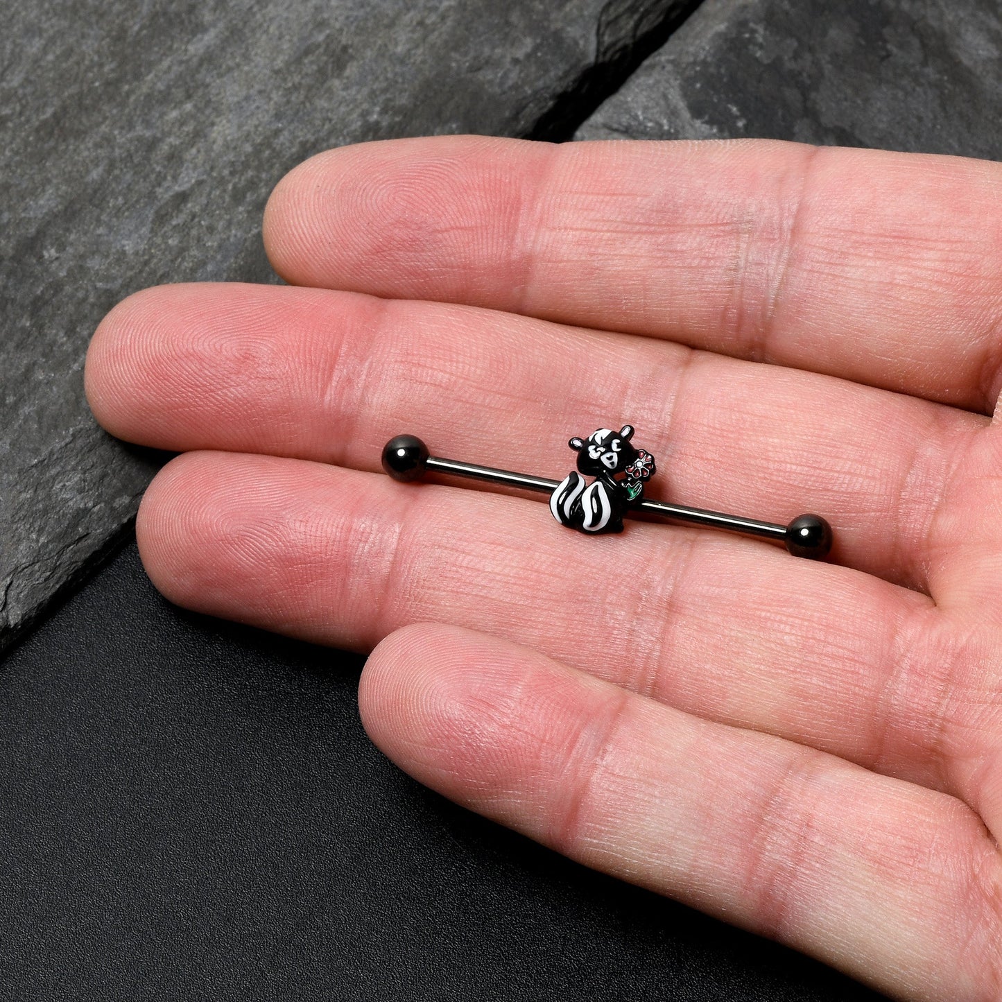 14G Black Funky Skunk Industrial Barbell 38mm