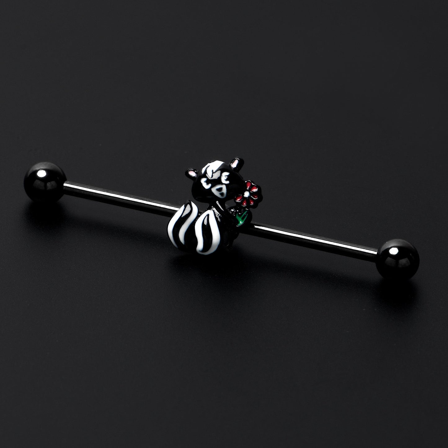 14G Black Funky Skunk Industrial Barbell 38mm