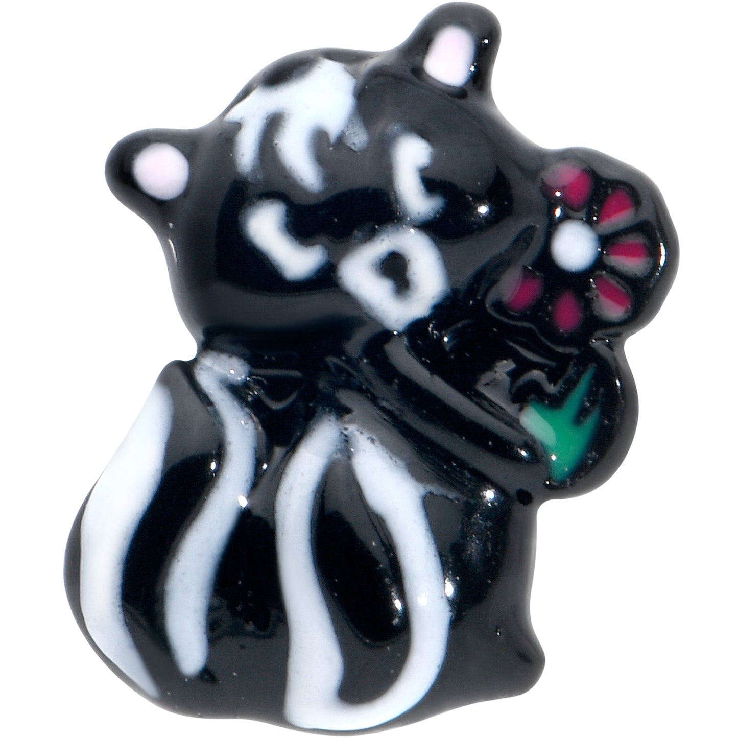 16G 1/4 Black Funky Skunk Cartilage Tragus Earring