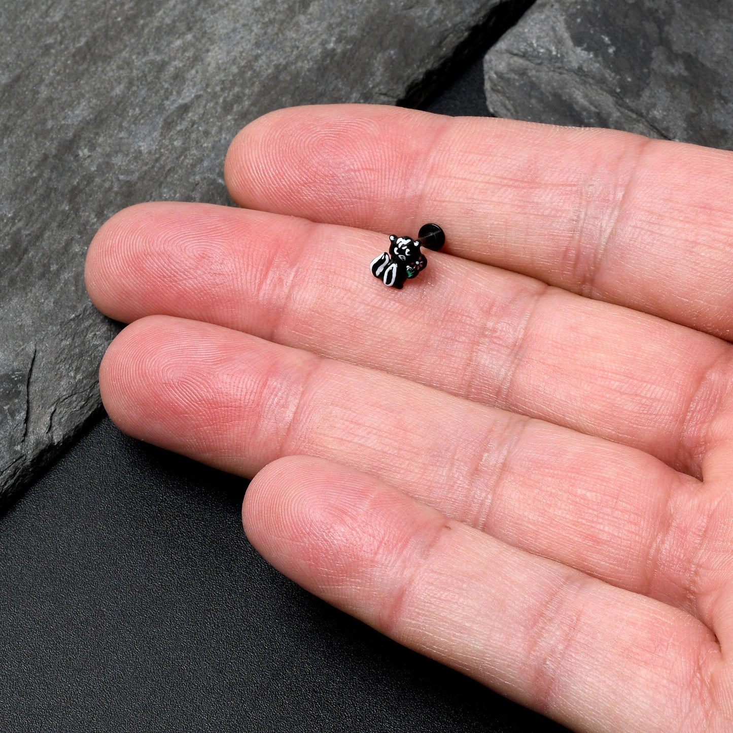 16G 5/16 Black Funky Skunk Labret Monroe Tragus