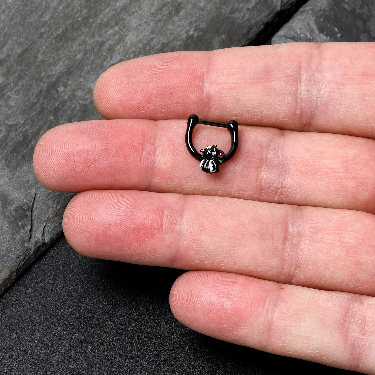 16G 5/16 Black Funky Skunk Cartilage Clicker