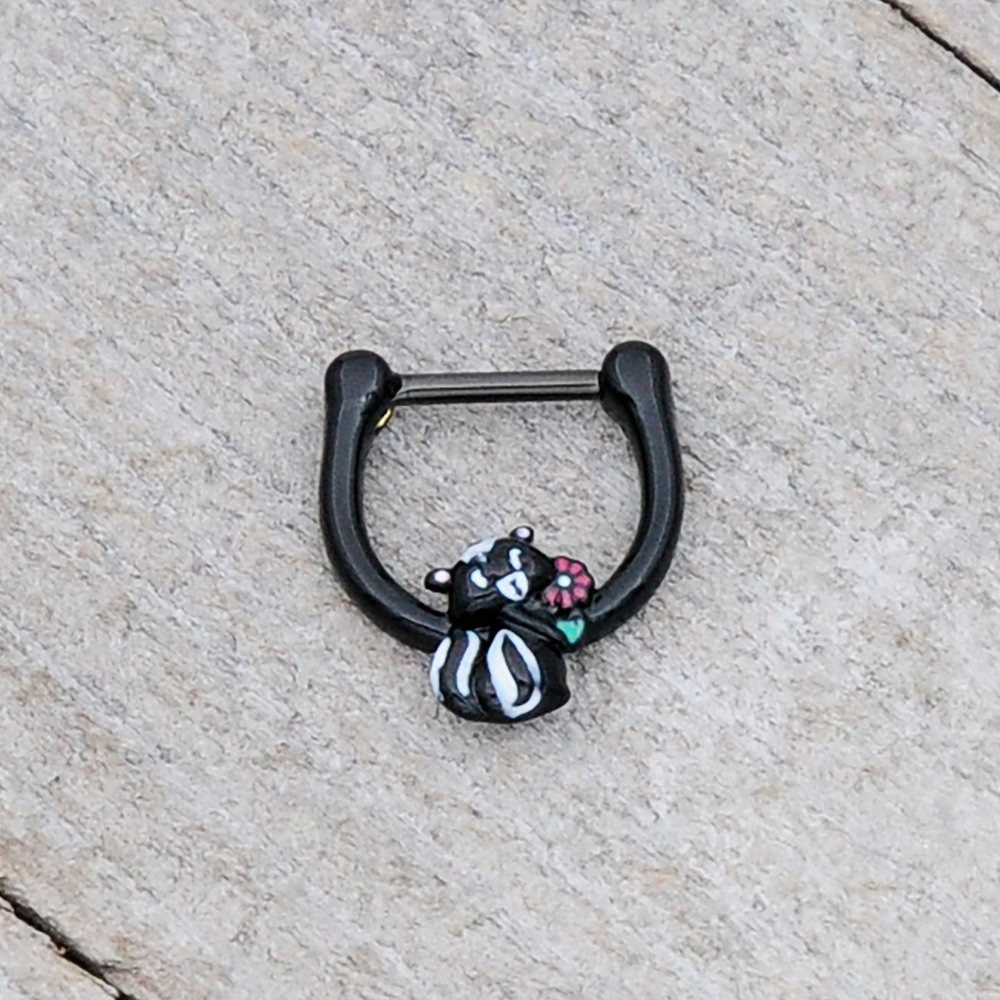 16G 5/16 Black Funky Skunk Cartilage Clicker