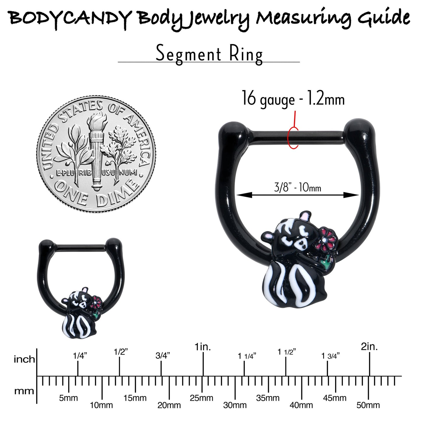 16G 5/16 Black Funky Skunk Cartilage Clicker