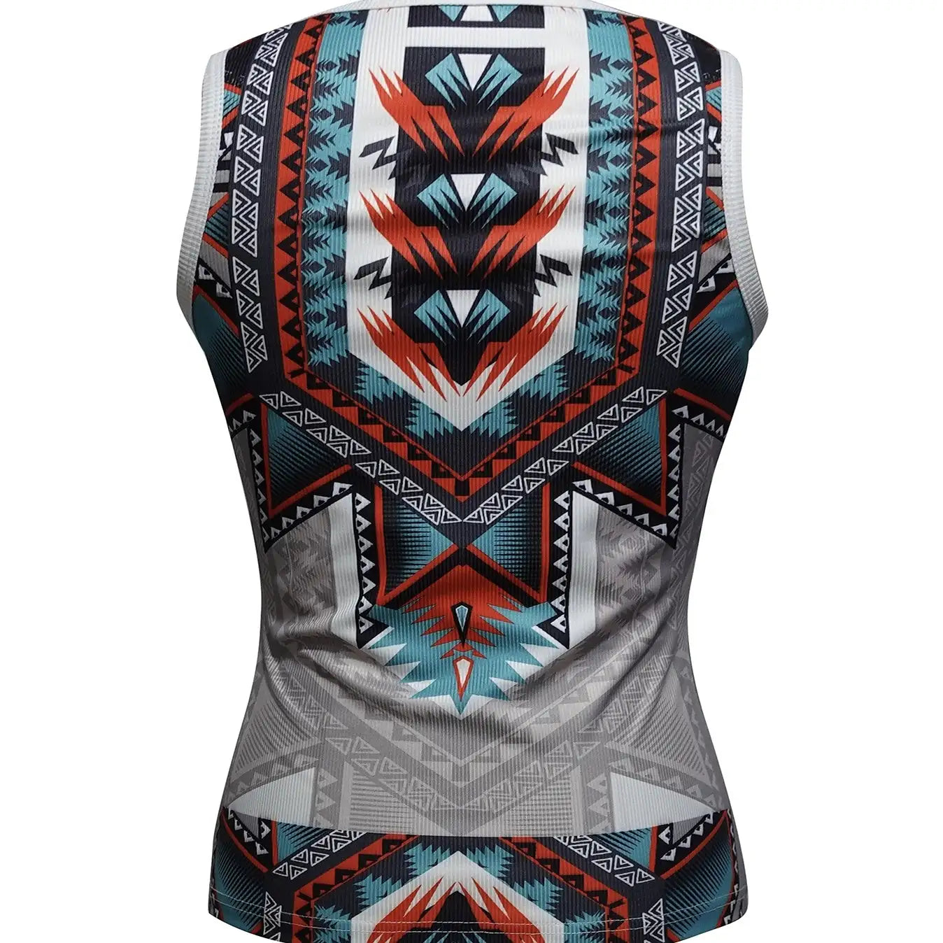 Women's New Fashionable V-neck Ethnic Pattern Knitted Button Versatile Vacation Style Vest Top