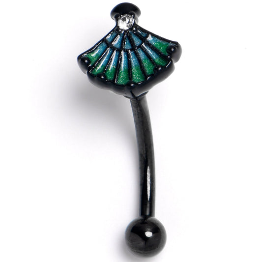 16G 5/16 Black PVD Serenity Ocean Magic Sea Shells Curved Barbell