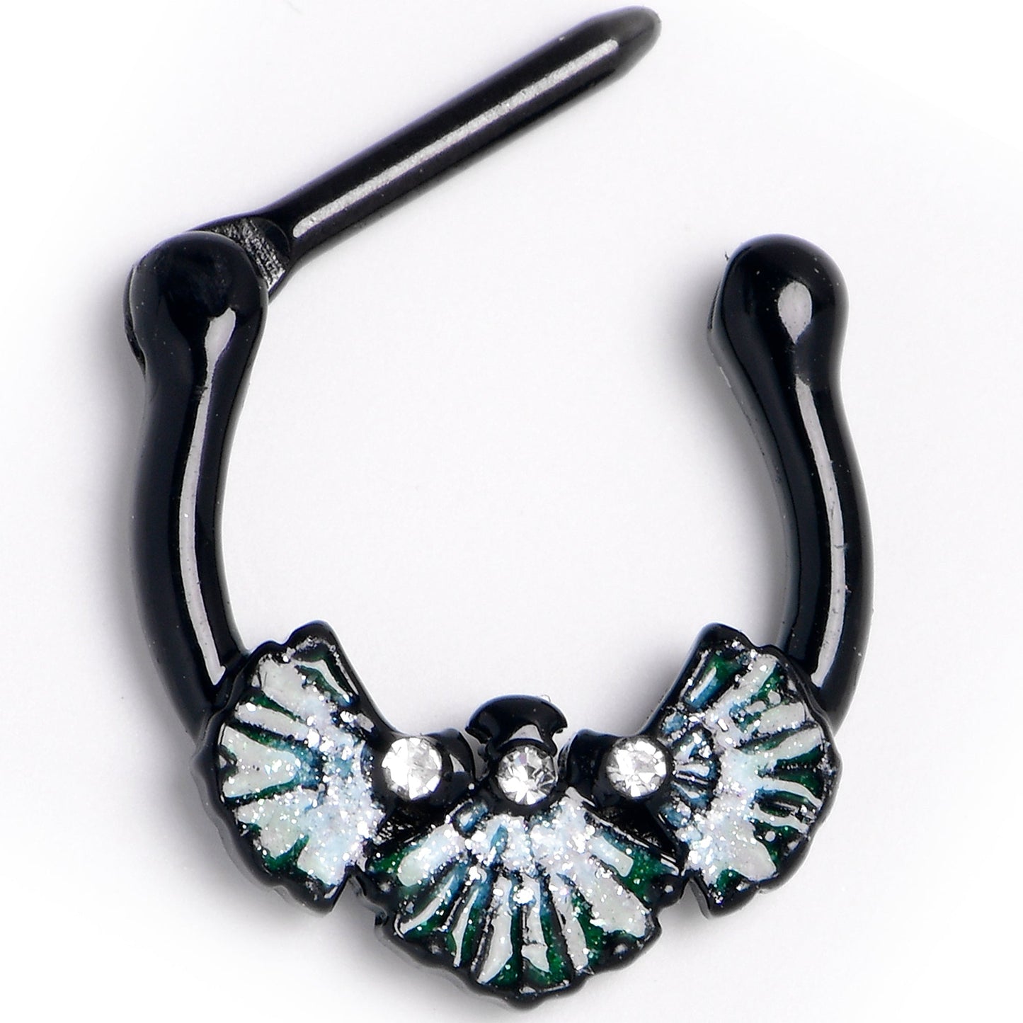 16G 5/6 Black PVD S White Ocean Magic Sea Shells Septum Clicker