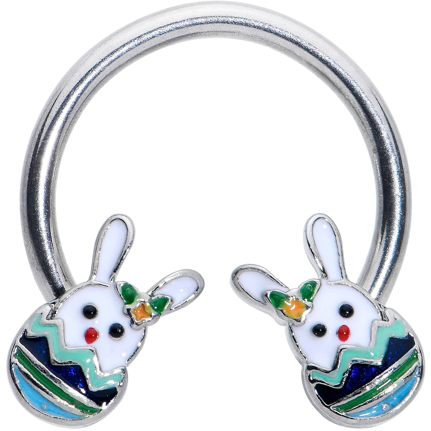 16G 3/8 Easter Egg Bunny Horseshoe Circular Barbell