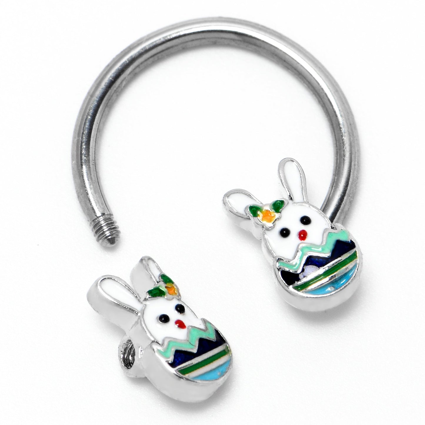 16G 3/8 Easter Egg Bunny Horseshoe Circular Barbell