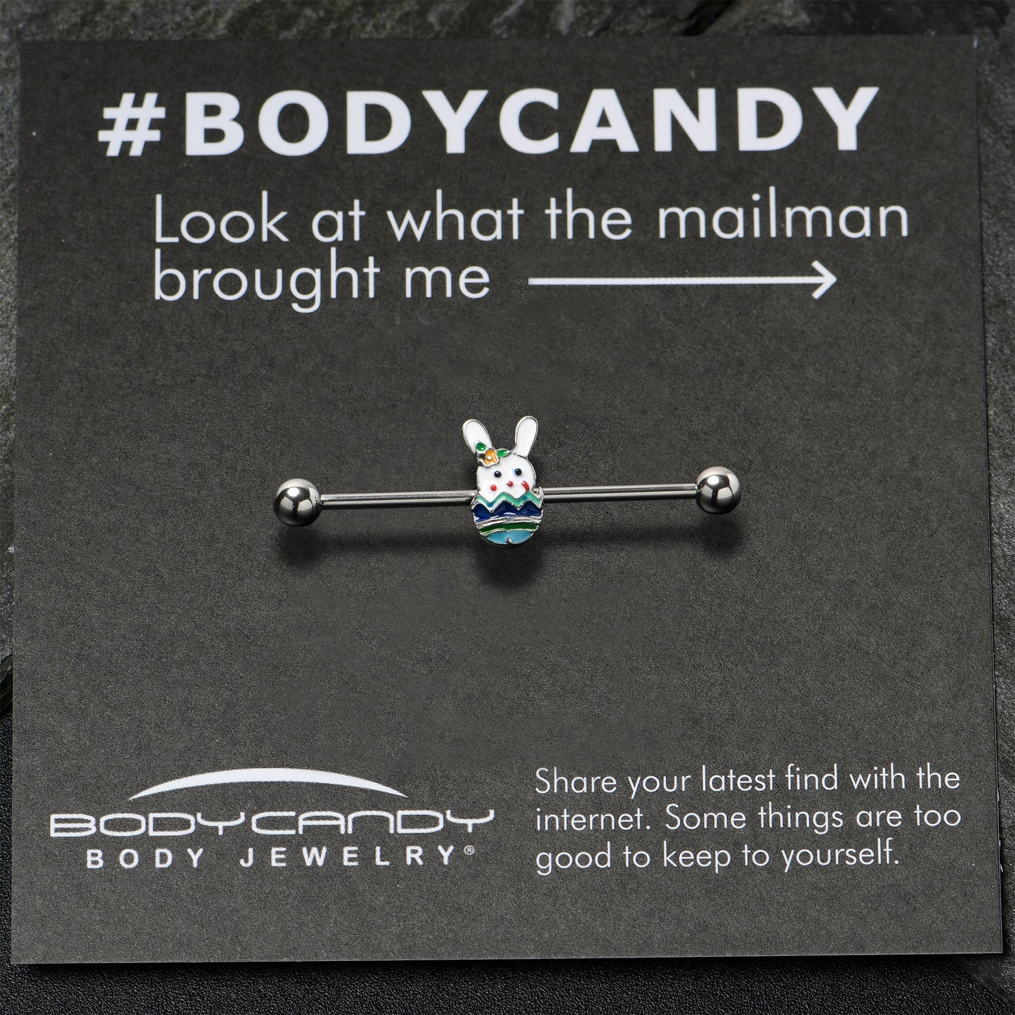 14G Easter Egg Bunny Industrial Barbell 38mm