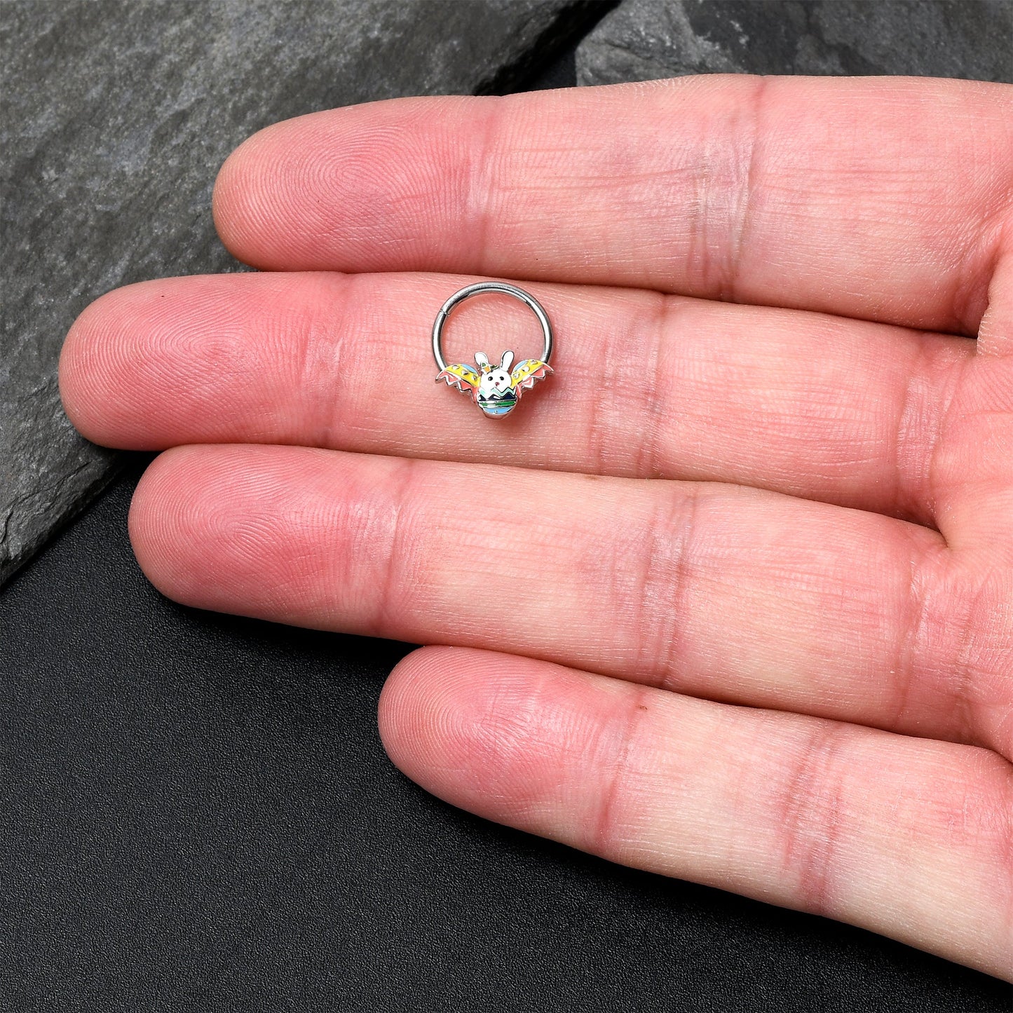 16G 3/8 Easter Egg Bunny Hinged Segment Ring