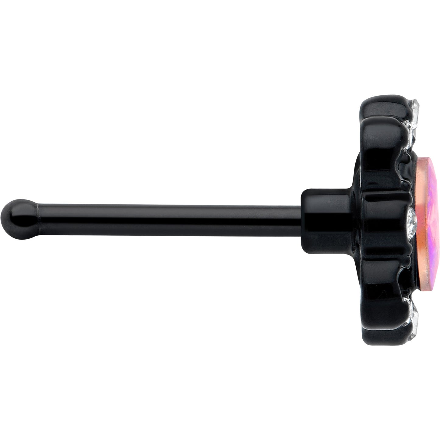 20G 1/4 Aurora Gem Black Filigree Fantasy Nose Bone