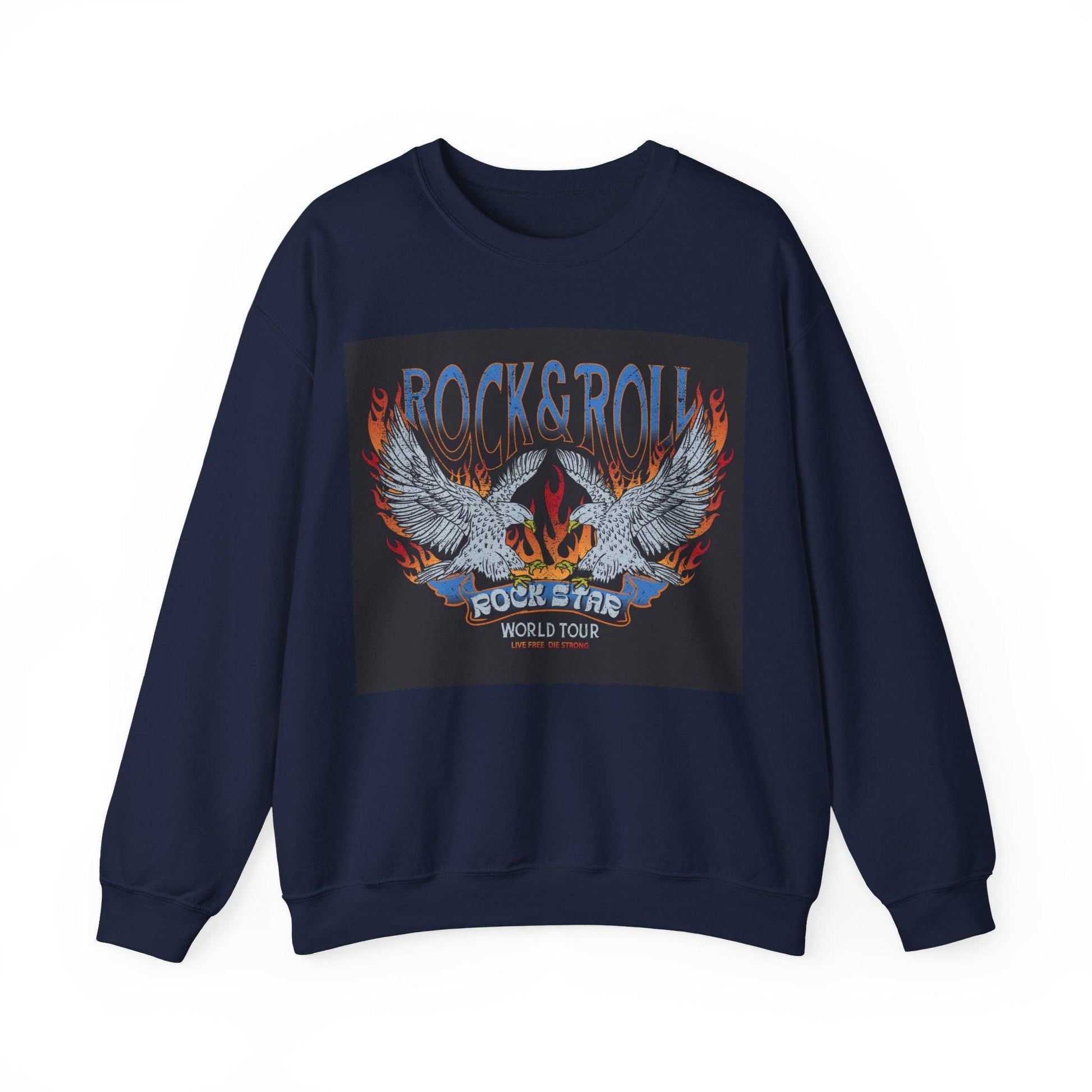 Rock & Roll Rock Star Unisex Heavy Blend™ Crewneck Sweatshirt - Premium Sweatshirt from Printify - Just $37.64! Shop now at Lizard Vigilante