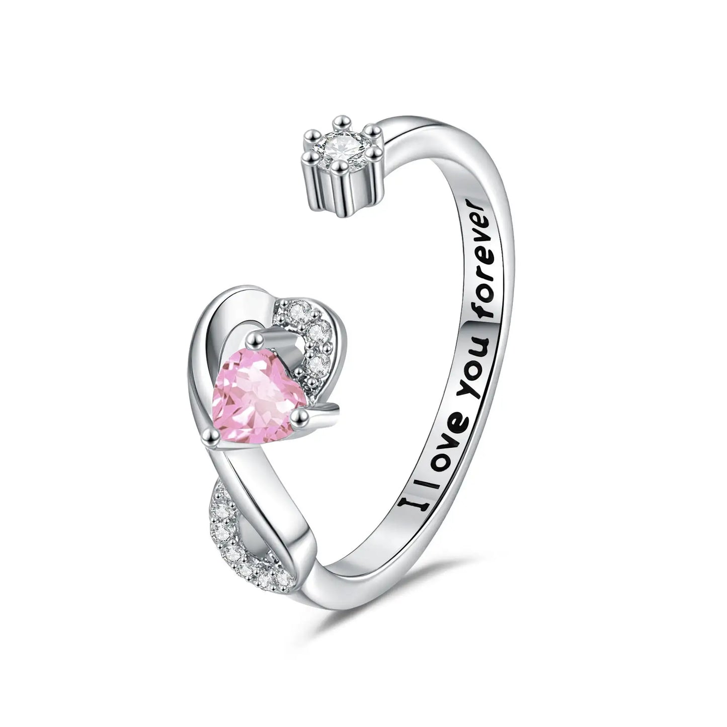 Heart-shaped Birthstone Women's Ring Fashion
