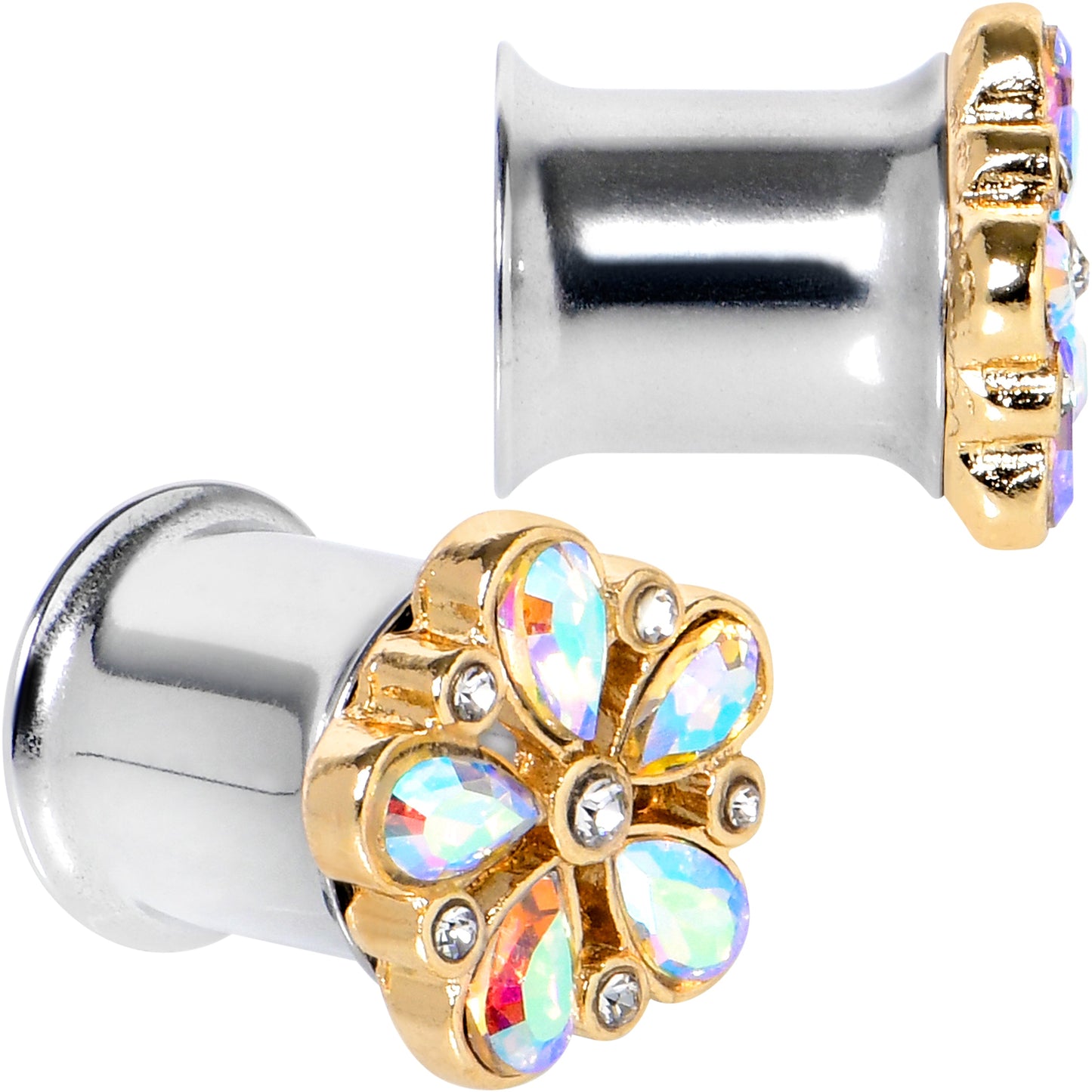 Gem Filigree Flower Fantasy Double Flare Plug Set Sizes 6mm to 25mm