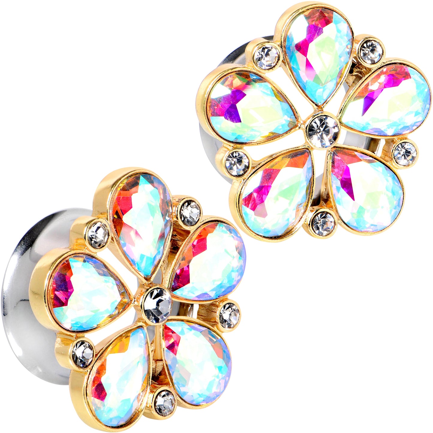 Gem Filigree Flower Fantasy Double Flare Plug Set Sizes 6mm to 25mm