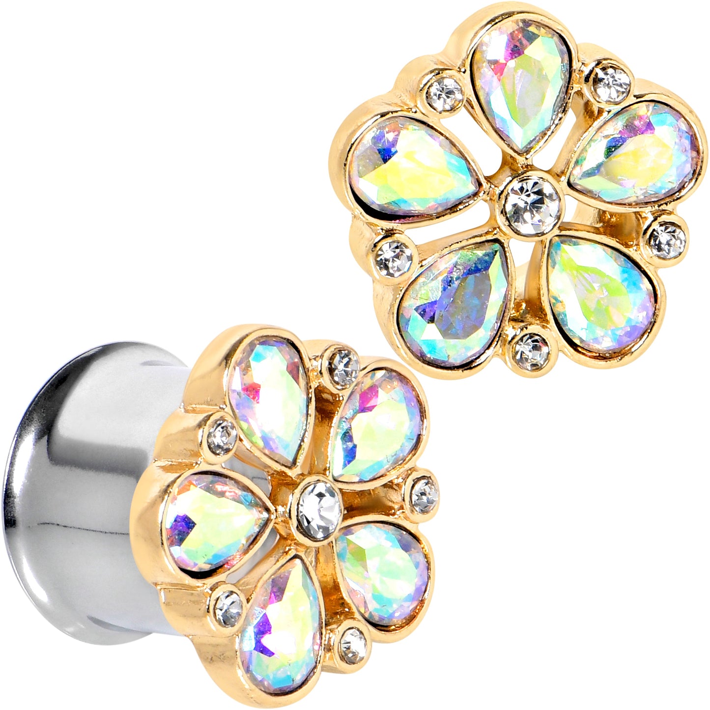 Gem Filigree Flower Fantasy Double Flare Plug Set Sizes 6mm to 25mm