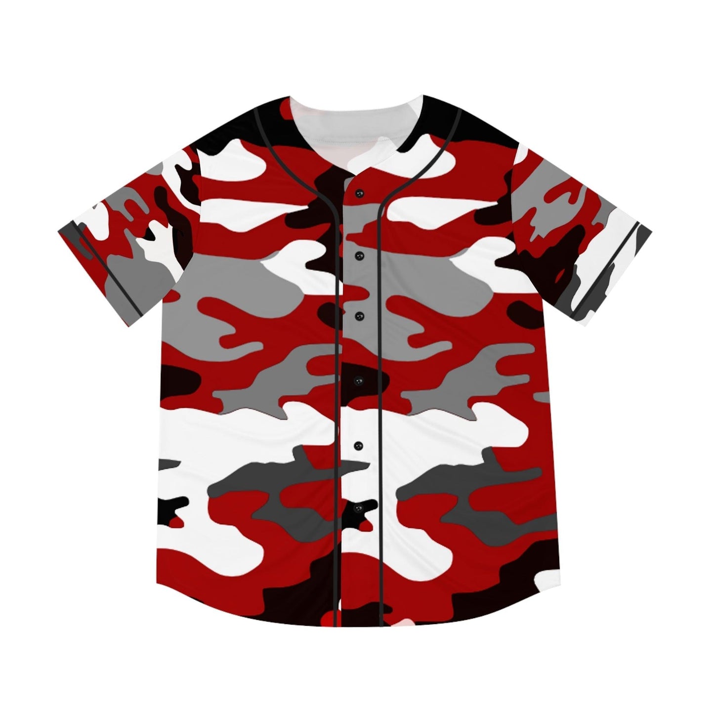 Red Black Grey White Camouflage Men's Baseball Jersey - Lizard Vigilante