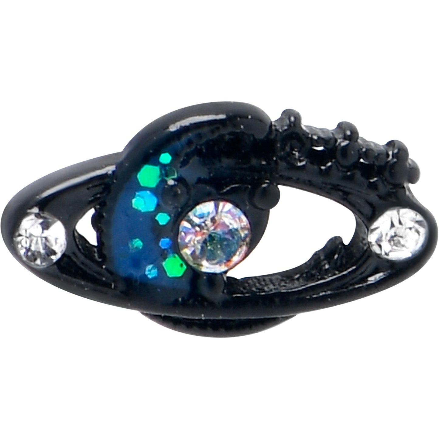 16G 5/16 Aurora Gem Black Saturn Space Moon Labret Monroe Tragus