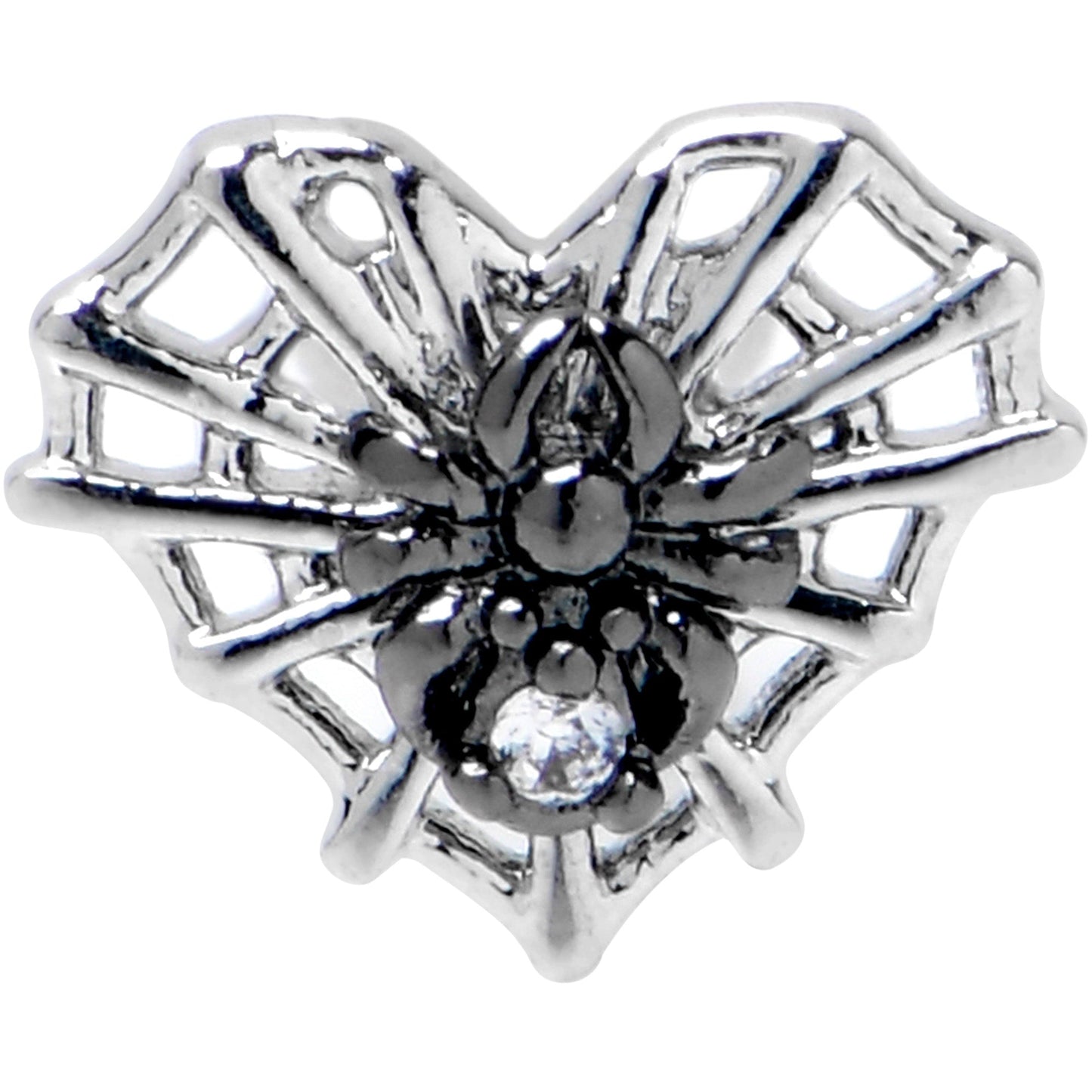 16G 1/4 Clear CZ Gem Heart of Spider Cartilage Tragus Earring