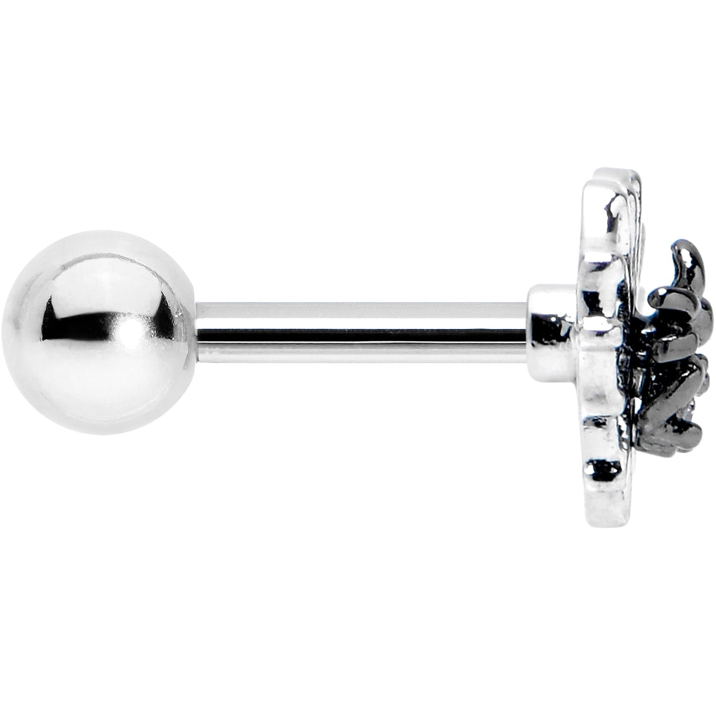 16G 1/4 Clear CZ Gem Heart of Spider Cartilage Tragus Earring