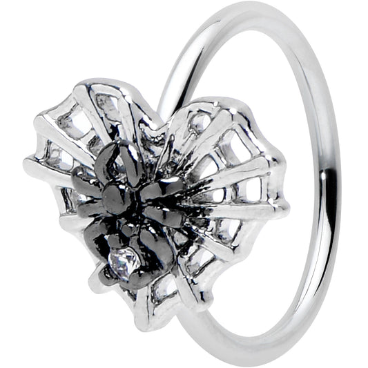 20G 5/16 Clear CZ Gem Heart of Spider Nose Hoop