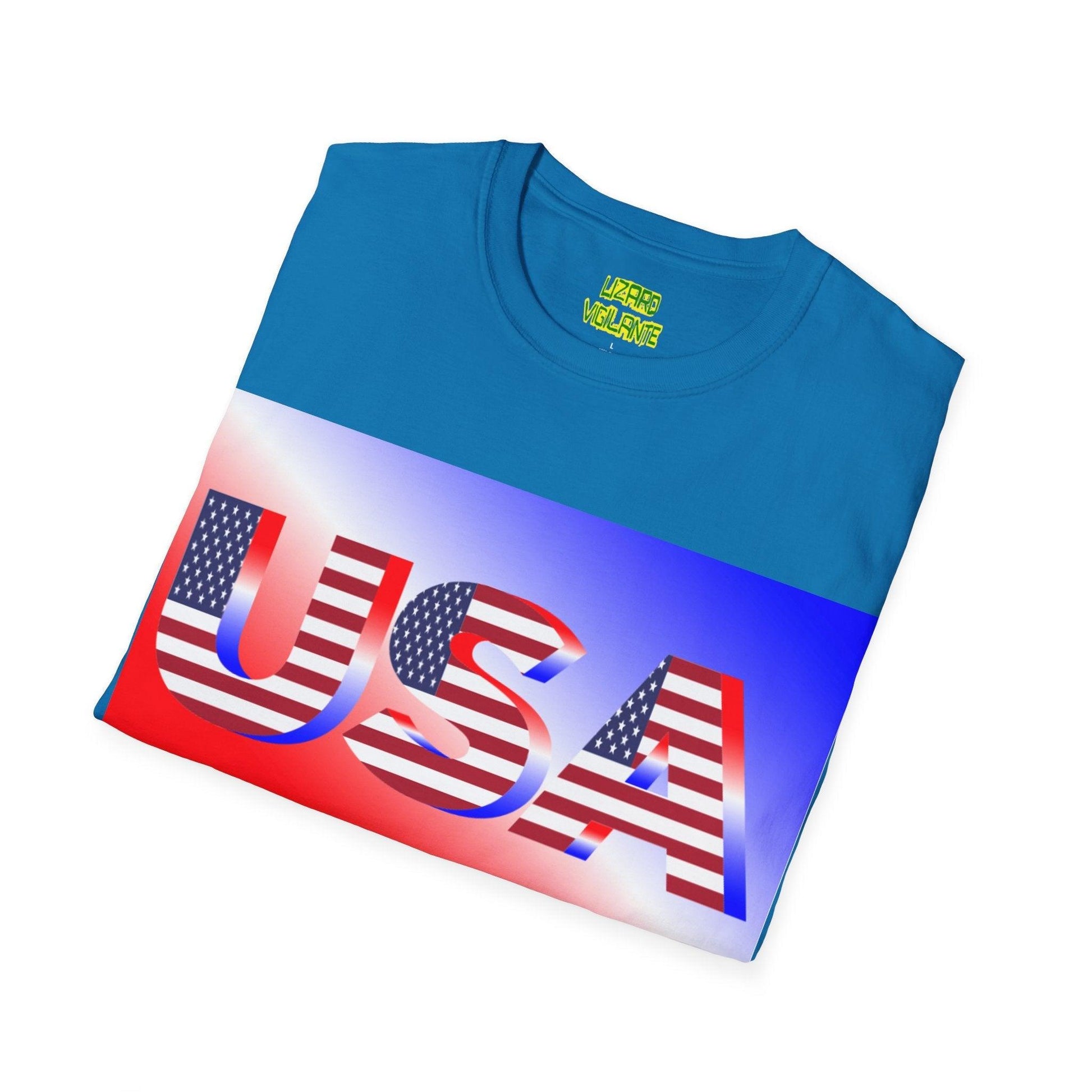 USA Red, White, and Blue Graphic Unisex Softstyle T-Shirt - Lizard Vigilante