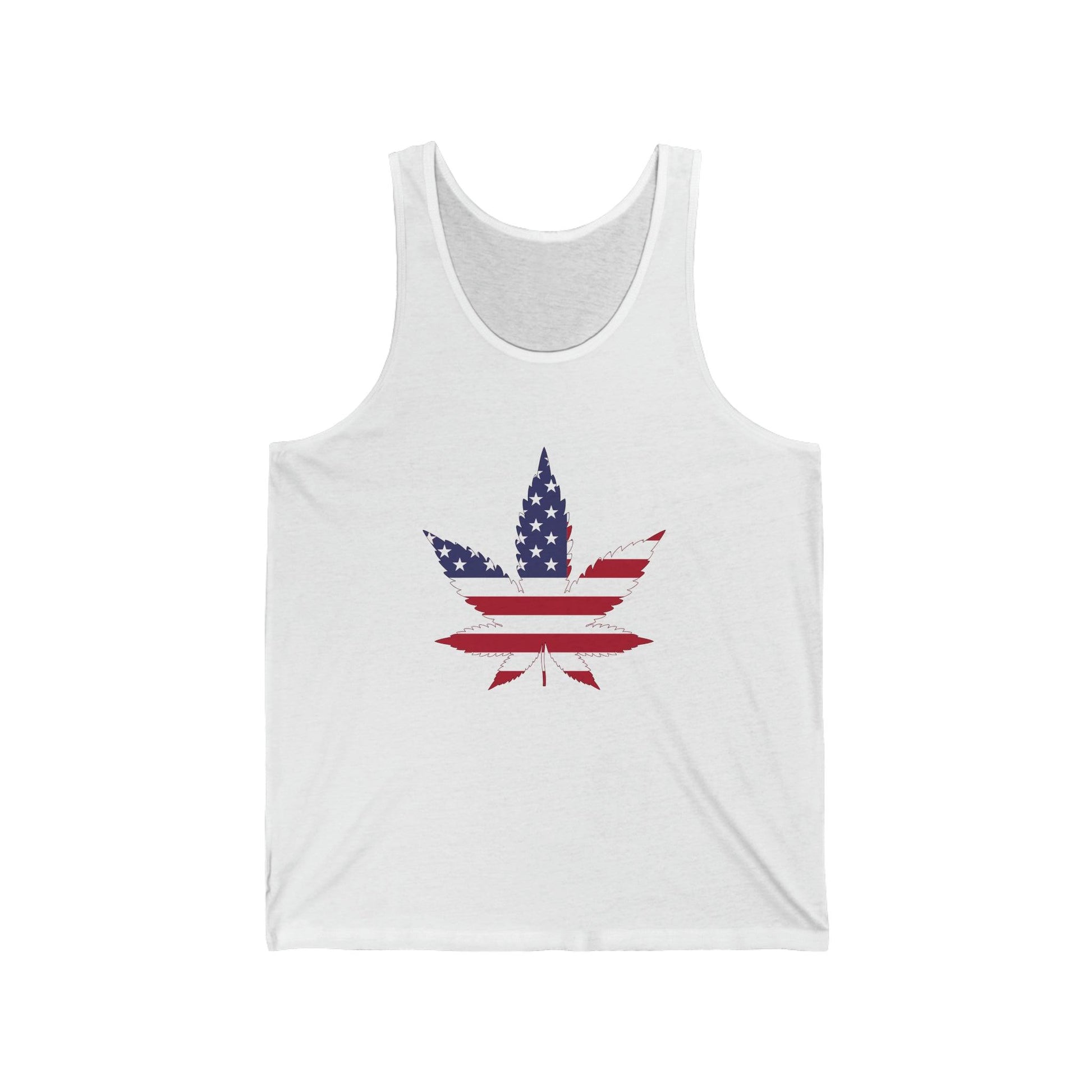 Pot Leaf in Red, White And Blue Unisex Jersey Tank - Lizard Vigilante