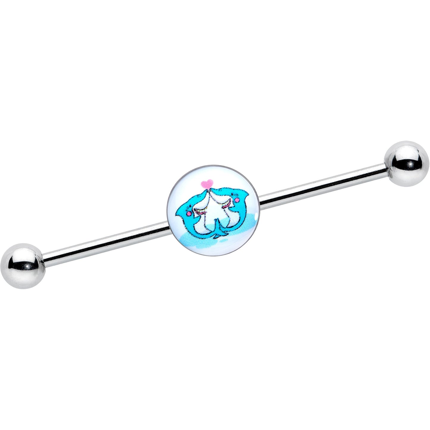 14G Loving Blue Whales Industrial Barbell 38mm
