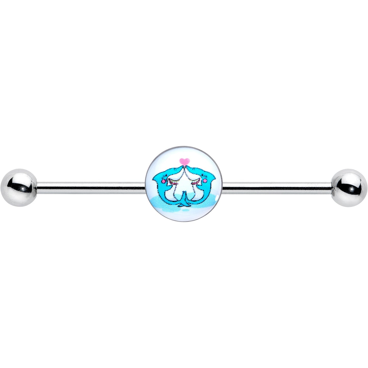 14G Loving Blue Whales Industrial Barbell 38mm