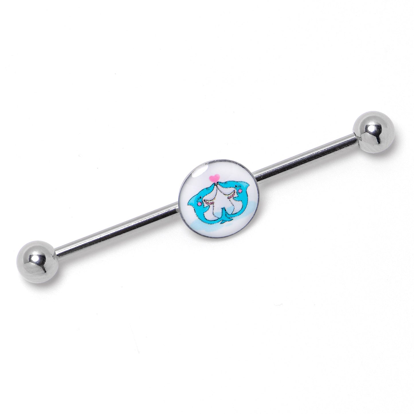 14G Loving Blue Whales Industrial Barbell 38mm