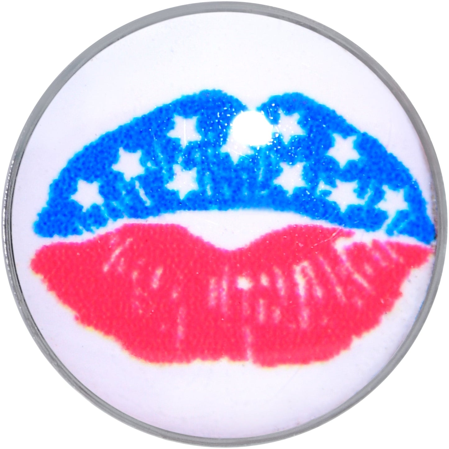 16G 1/4 Inlay Patriotic Kissy Lips Cartilage Tragus Earring