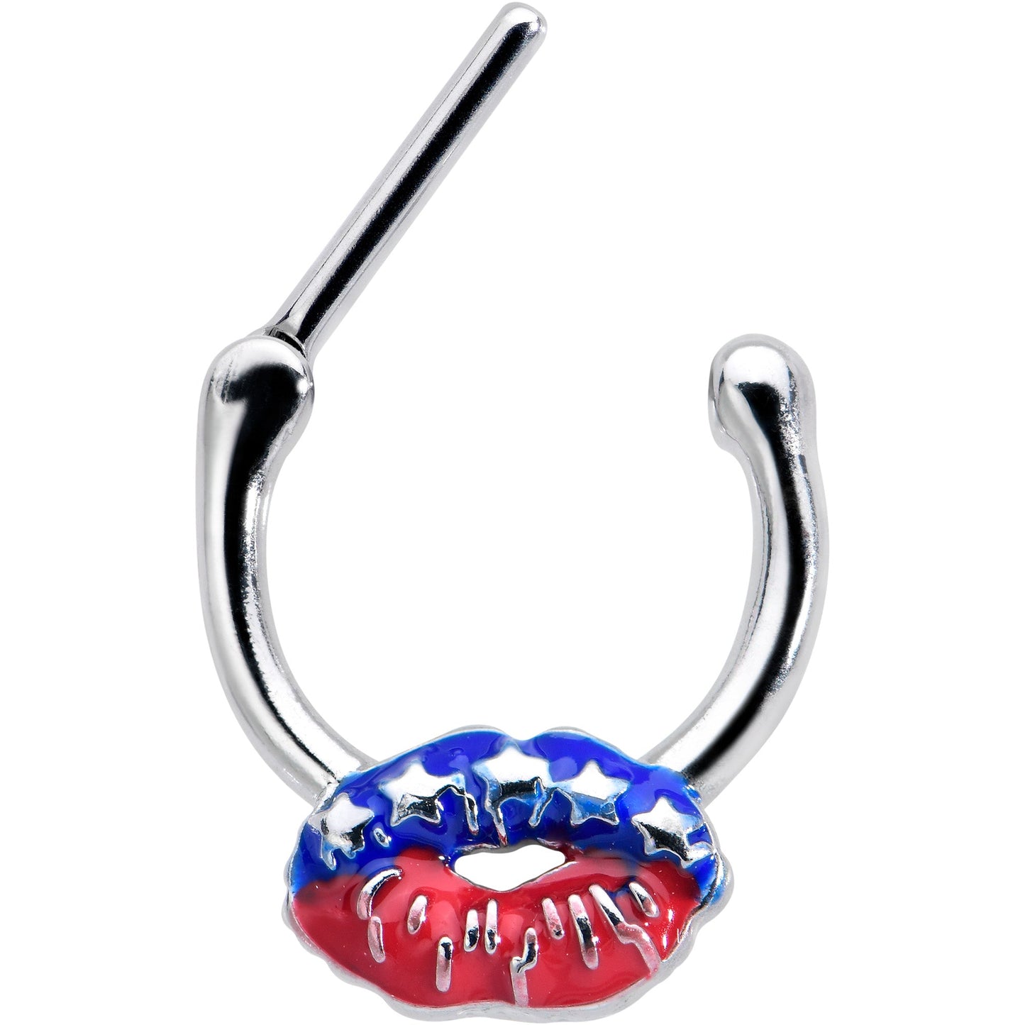 16G 5/16 Patriotic Kissy Lips Cartilage Clicker
