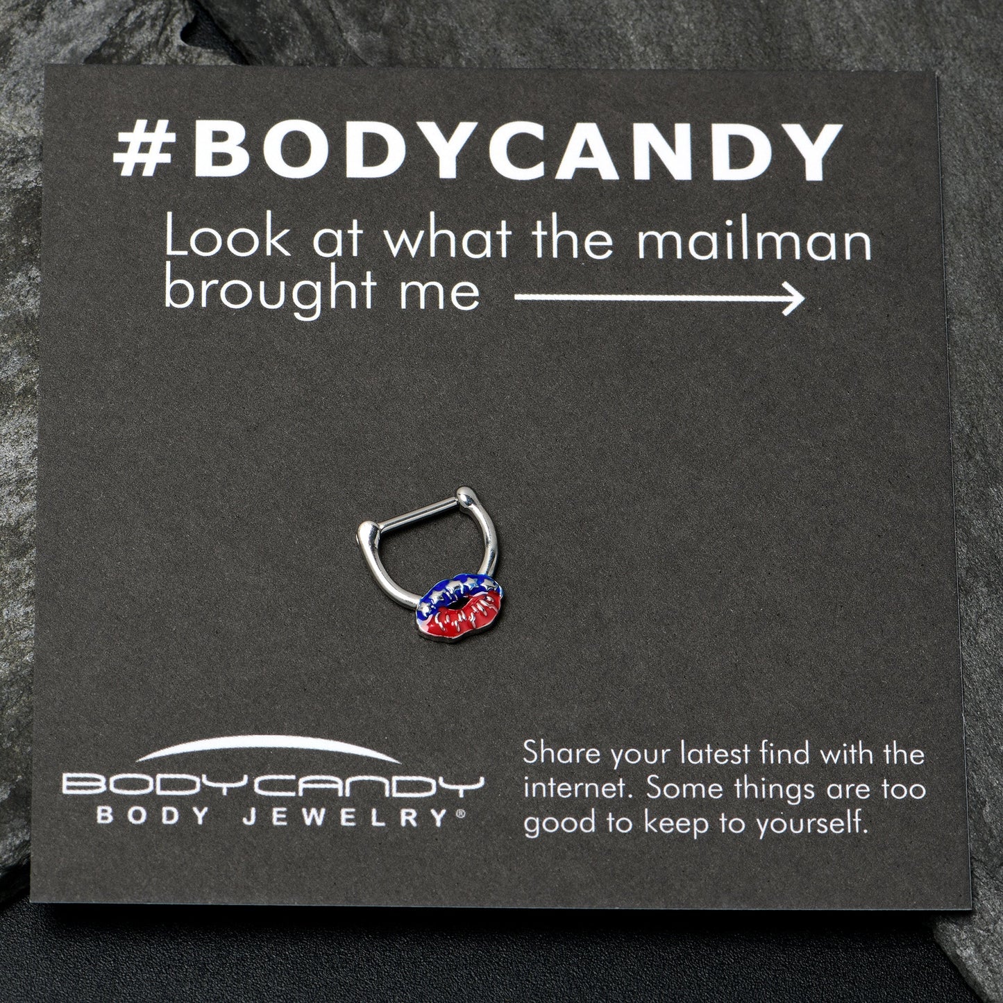 16G 5/16 Patriotic Kissy Lips Cartilage Clicker