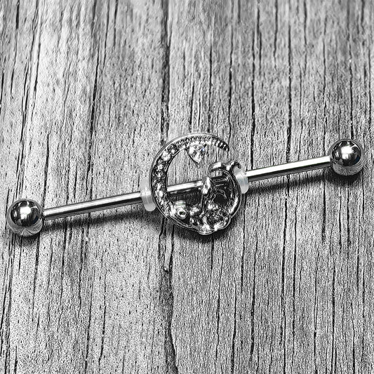 14G Clear Gem Fish of the Day Industrial Barbell 38mm