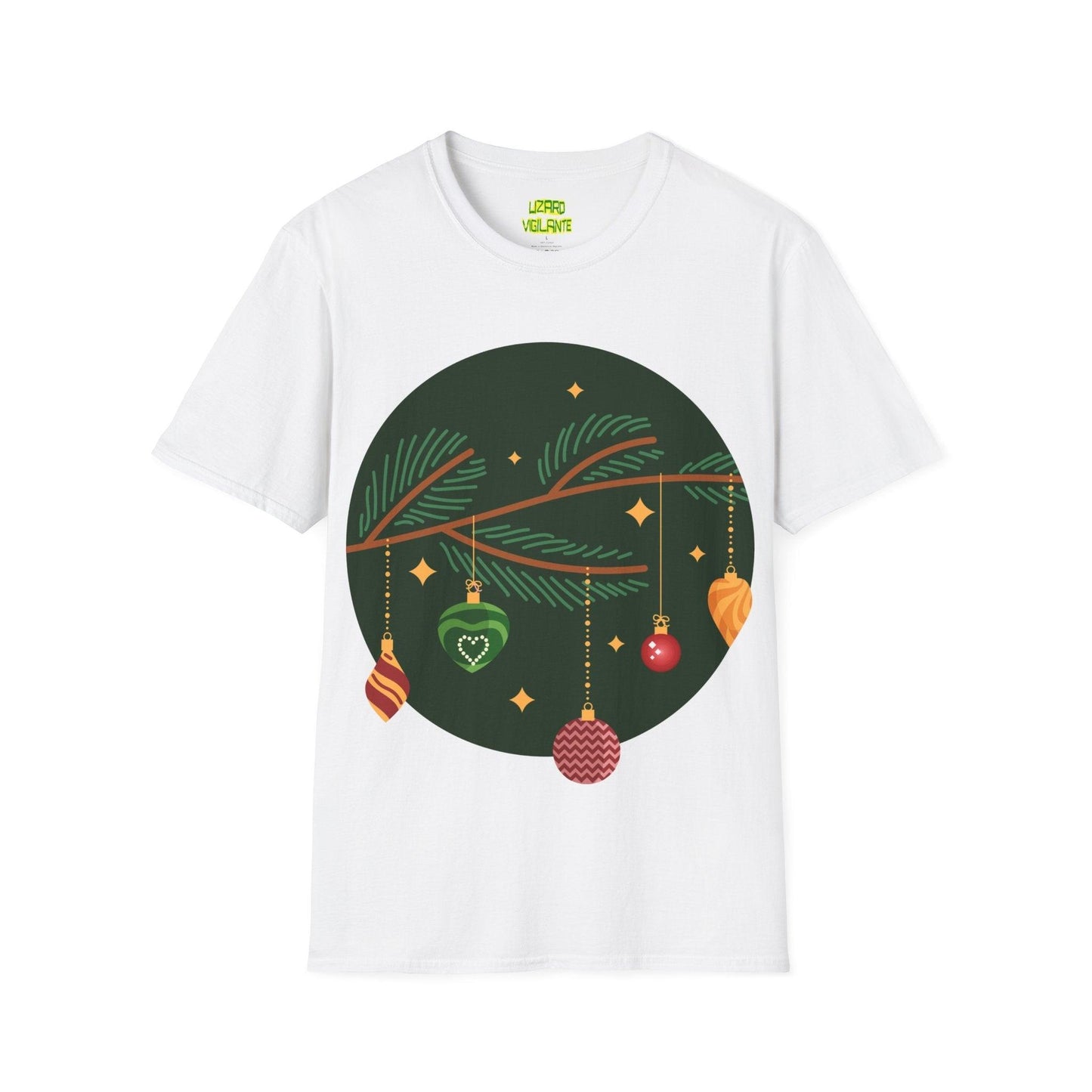 Decorated Christmas Tree Branch Unisex Softstyle T-Shirt - Lizard Vigilante