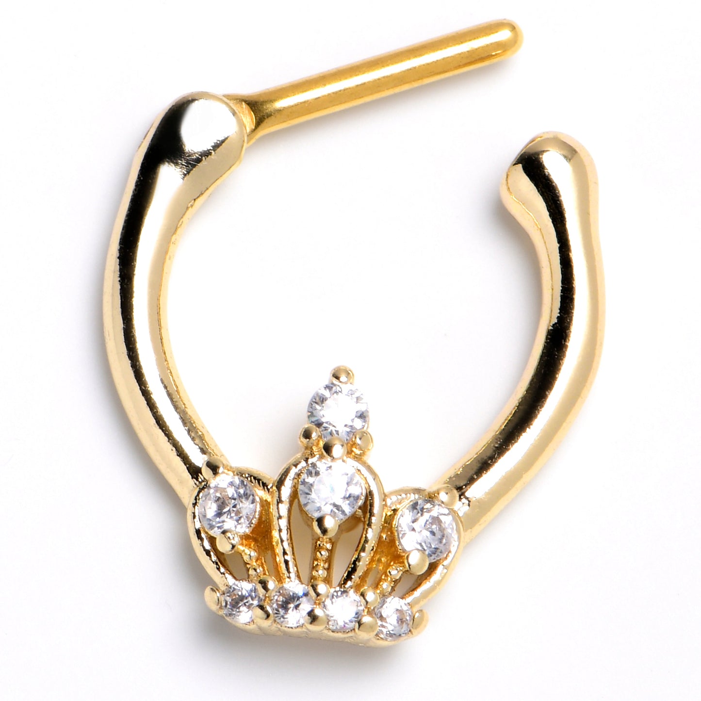 16G 5/16 Clear Gem Gold Tone Epic Crown Cartilage Clicker